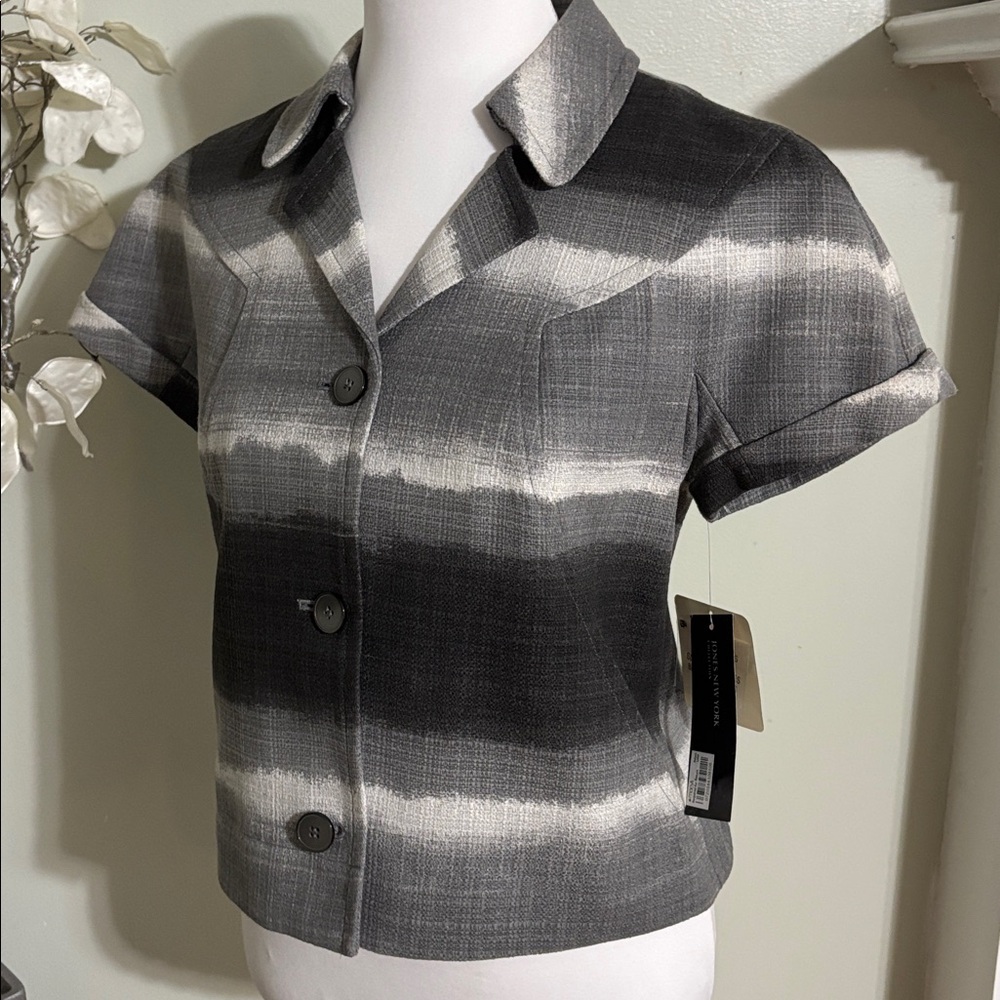 Jones New York Striped Gray Blazer - Picture 3 of 5